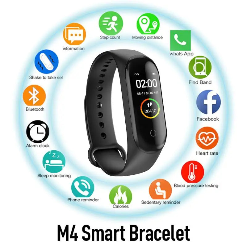 Bracelet Connecté M4 Sport – Montre Fitness avec Podomètre et Écran Couleur